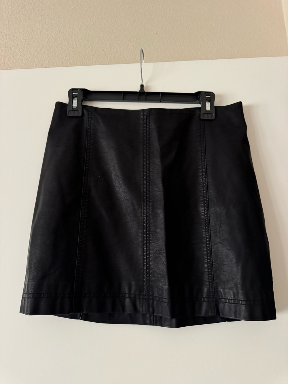 Free People Black Faux Leather Mini Skirt